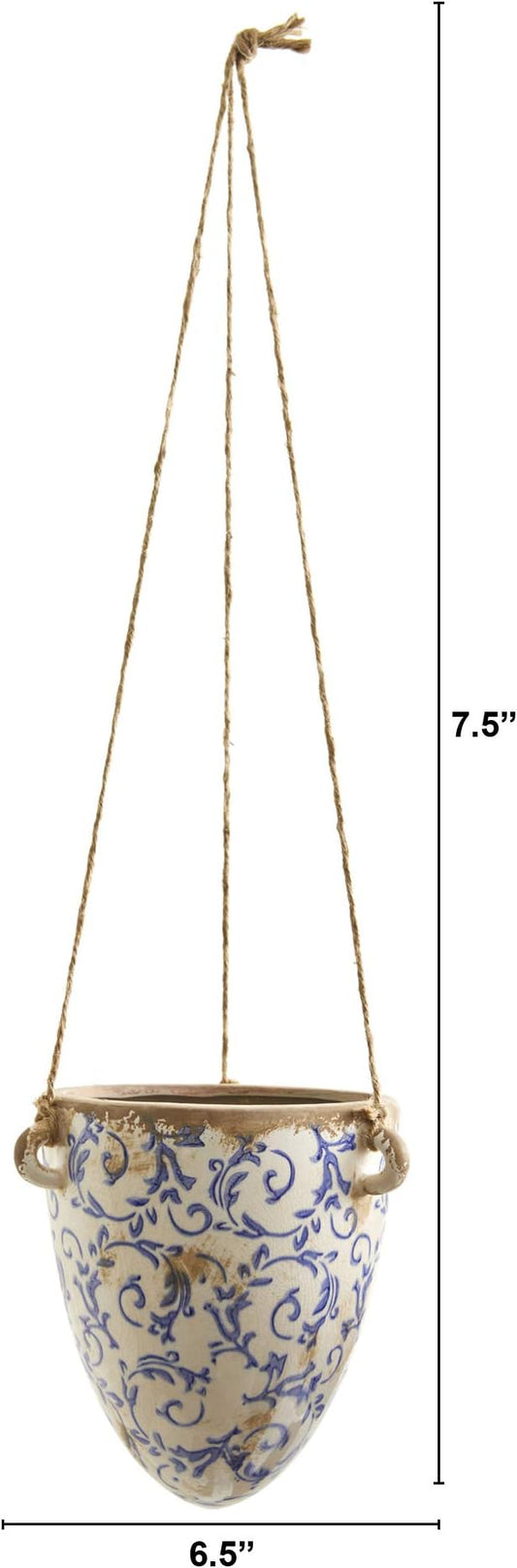 Nearly Natural 2ft. Tuscan Hanging Ceramic Scroll Planter