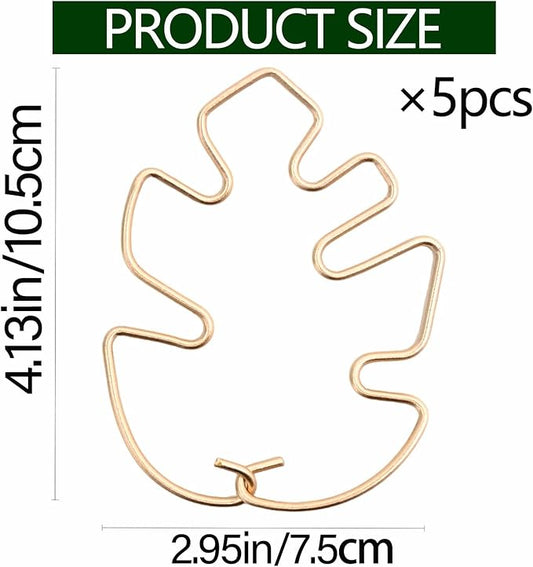 Monstera Plant Stem Support - 5 Piece Set, 4.13x2.95in Durable Leaf Holder & Fishbone Cactus Stake for Healthy Growth of Climbing Plants - Easy to Use Indoor Plant Decor