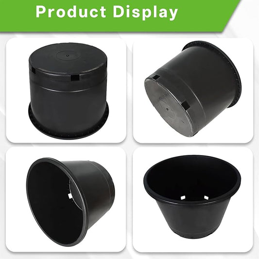 Nursery Pots with Drainage Holes Pack of 5 Pcs 10 Gallon and Plant Label Flexible Seedling Pots Seed Starting Planter for Indoor Outdoor Flowers Succulents Cactus