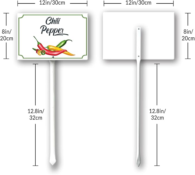 Boylee Vegetable Signs With Stake Hot Chili Peppe Garden Signs For Vegetables Herb Garden Signs Garden Name Stakes For Plants 8x12inch Outdoor Indoor Herbs Flowers Potted Plants