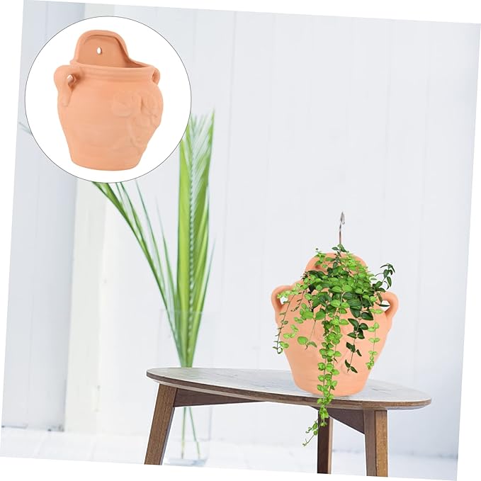 DOITOOL 1PCS Hanging Planters for Outdoor Plants Pottery, Unique Pottery Hanging Outdoor Planter Wall Mounted Planters for Indoor Plants, Flowers