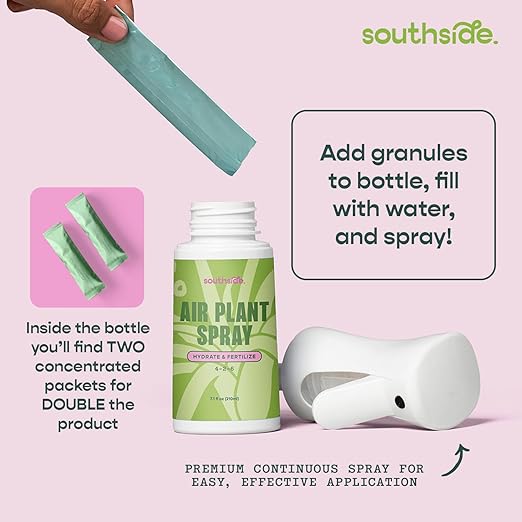 Air Plant Fertilizing Spray by Southside Plants - Fertilizer Mist for Houseplants, Weekly Plant Food - Gentle Mist Formula for Miracle Feed & Grow - 7.3 oz