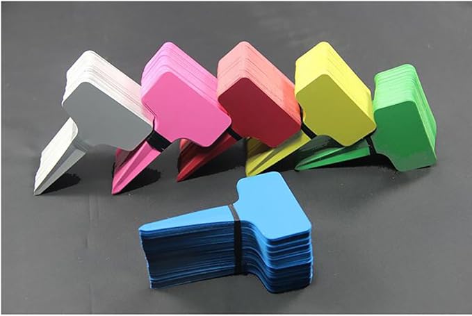 100PCS Reusable Assorted Colour Nursery Garden T-Type Plant Labels Markers Tags Plastic Waterproof Plant Stakes