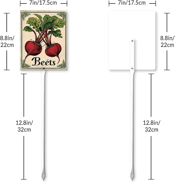 Uptell Vegetable Garden Beets Yard Sign Label With Stake Plant Markers For Outdoor Plants Waterproof 7x8.8inch Nursery Garden Outdoor Sign