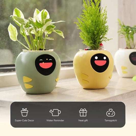 New 2026 Ai Smart Planter – Extra Large Interactive Plant Pot, Pet Plantagotchi, robot, Leafypod and Plantiboy, Robot Flower Pot with Feelings, Indoor Flowerpot with Water, Digital Gifts (White)