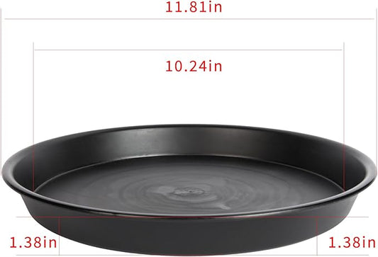 12 Inch Round Plastic Classic Plant Saucer, 6 Pack Plant Saucer Tray, Plastic Plant Trays for Pots, Extra-Deep Plant Water Dray Tray, 12",Black