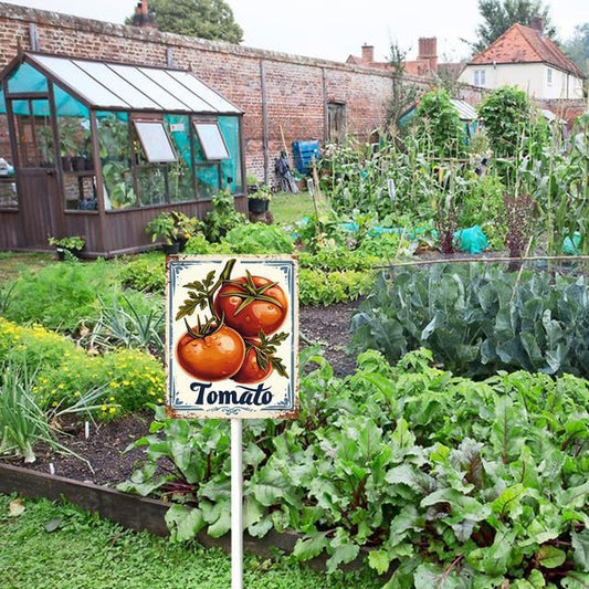 Bidesign (6X4.6) IN Corn Aluminum Vegetable Garden Sign With Stake Plant Marker Vegetable Garden Stake With Vegetable Name For Nursery Vegetable Garden Fence Decoration Outdoor