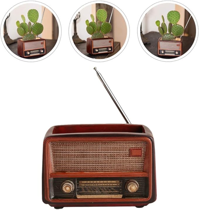 BESTOYARD Retro Creative Radio Shape Flower Pot Retro Flowerpot Succulent Flower Plant Container Desk Flower Pot Cactus Plant Pot