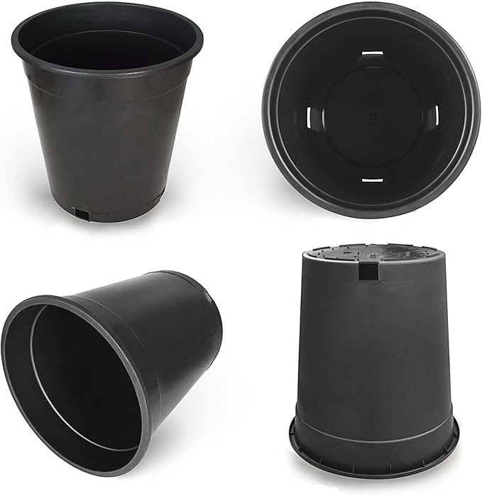 HOSTIC 5 Gallon Flexible Nursery Pots Gallon Pot with Drainage Holes Plastic Plant Container Suitable for Indoor Outdoor Vegetables Flowers Plants 10 PCS