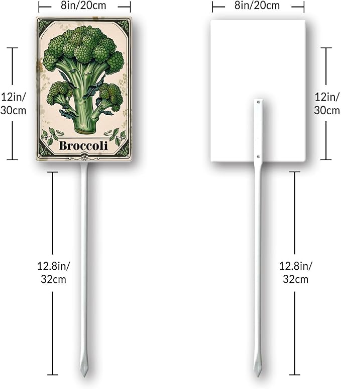 Uptell Vegetable Garden Broccoli Yard Sign Label With Stake Plant Markers For Outdoor Plants Waterproof 8x12inch Nursery Garden Outdoor Sign
