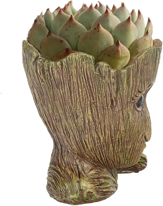 Funny Planter Head Planter with Drainage Hole Resin Plant Pot Pencil Holder Desk Storage(Funny Tree)