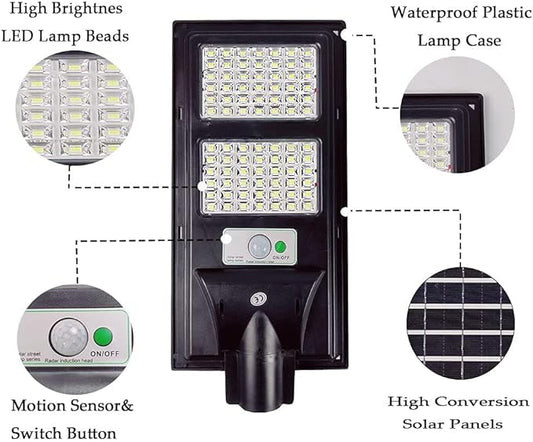 10000LM Solar Street Lights Outdoor Waterproof, 6000K Solar Flood Lights with Motion Sensor and Remote Control for Garden, Yard, Garage, Backyard (2 Pack)