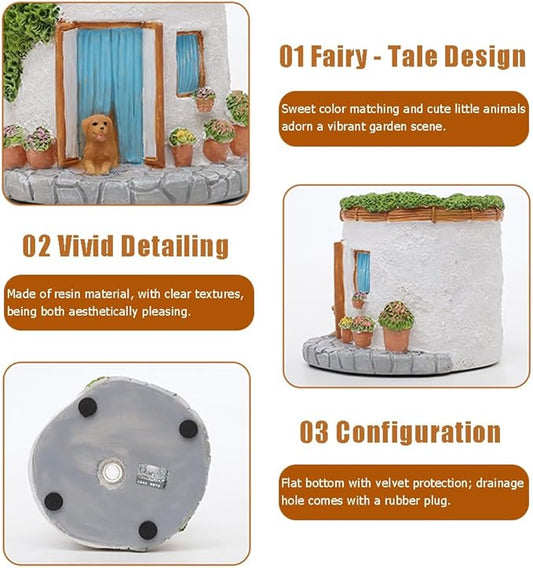 Creative Garden House Plants Flower Pot with Drainage Holes,Cute Dog Succulent Plant Pot Decorated Desk,Garden,Living Room