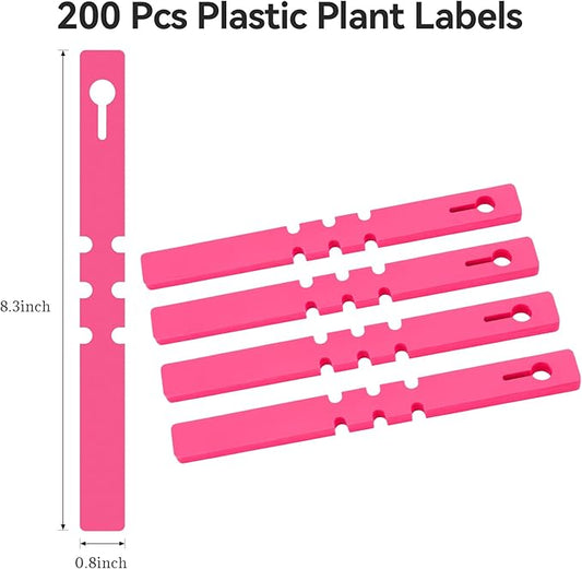 200 Pcs Plant Labels Tags, Plastic Markers Tree Tags for Outdoor, Waterproof Warp Around Hanging Name Tags for Nursery Garden (Pink)
