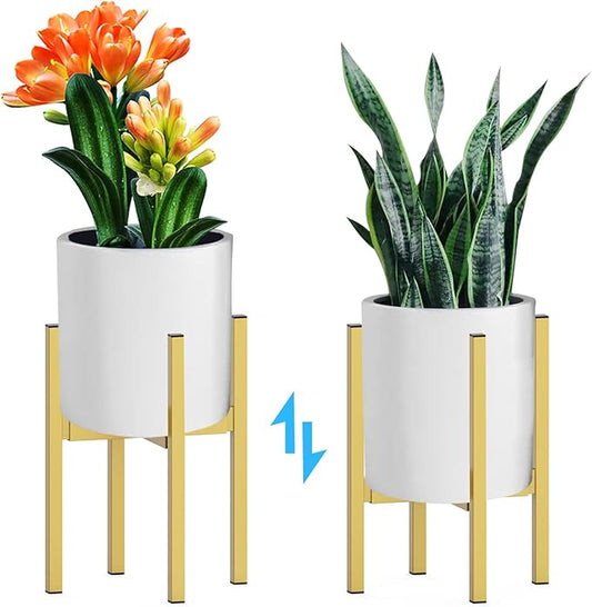 Heavy Plant Stand for 10"-16" Plant Pot Indoor Outdoor Corner, Adjustable Metal Heavy Duty for Large Pot (Golden 1 Pack)