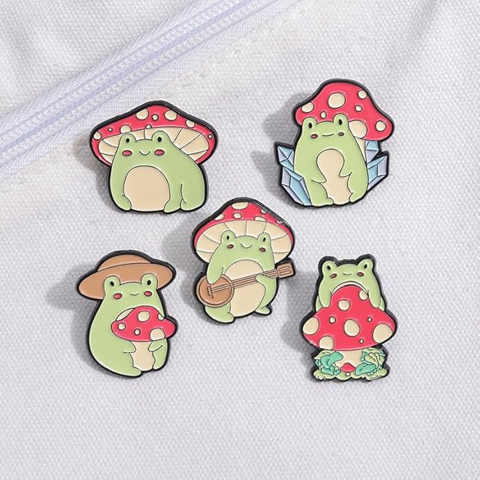 5 Pcs Creative Enamel Frog Brooches Pins for Men Women Funny Anime Rabbit Hedgehog Pins for Backpacks Cartoon Enamel Brooch Badge Lapel Jewelry Gift