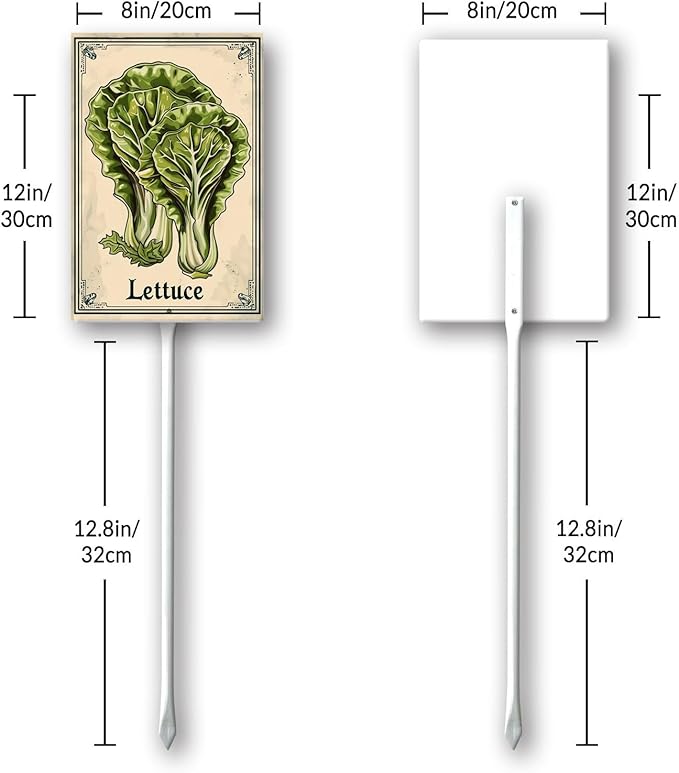 Uptell Vegetable Garden Lettuce Yard Sign Label With Stake Plant Markers For Outdoor Plants Waterproof 8x12inch Nursery Garden Outdoor Sign