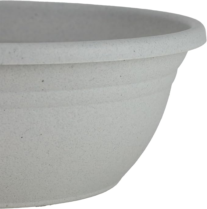 The HC Companies Mojave Garden Bowl Planter for Flowers - Shallow Planter with Drainage - Round Succulent Planter Pot for Indoors and Outdoors (12" Granite, Pack of 2)