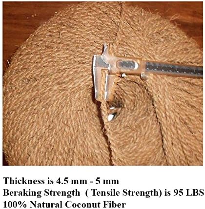Coconut Fiber Twine Made of 100% Natural Coconut Fiber,Weight per Spool is 7 Lbs,and Length is + 1100 Feet,Thickness 5 mm
