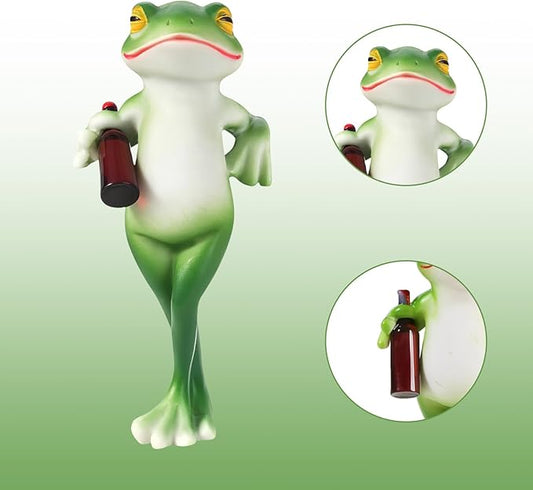HPMAISON Miniature Frog Figurines Plant Decorations for Pots Resin Garden Frog Statue Cute Planter Hugger for Pot Fish Tank Mini Outdoor Yard Patio Fairy Garden Statue Desk Ornament 2.4X 5.1x1.6 in