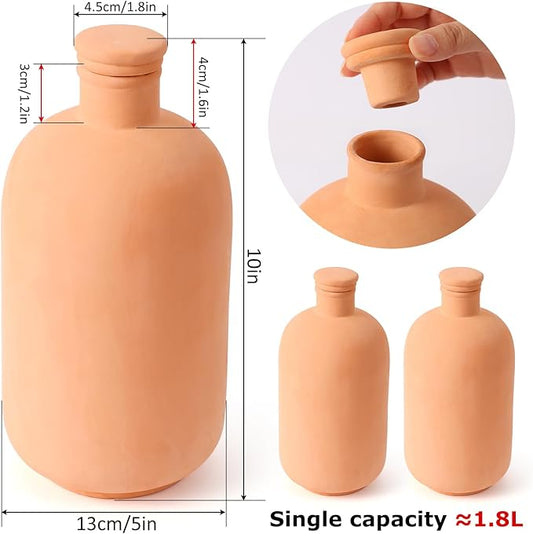 2 pcs Large 10x5in Ollas Terracotta Watering Pots Self Watering Planter Insert 1.8L Terra Cotta Clay Watering Spikes Automatic Plant Watering Devices for Outdoor & Indoor Plants Self-irrigate