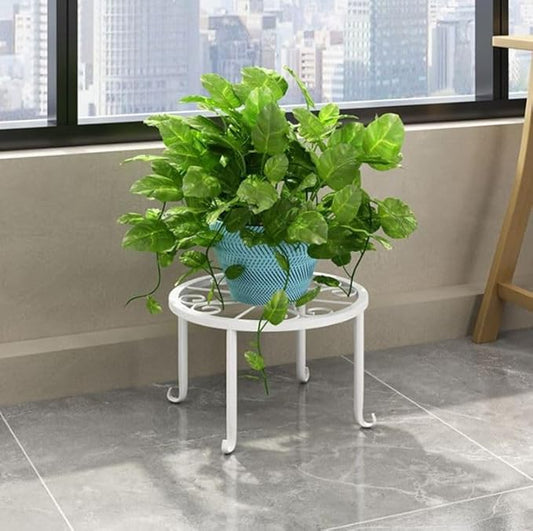 1 Pack Metal potted plant stand, rust-proof iron flower pot stand, heavy duty pot stand for indoor patio(White)