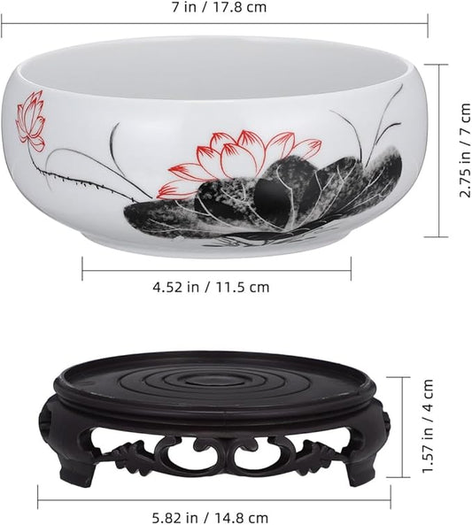 YARNOW Ceramic Lotus Bowl Cactus Bowl Planter Ceramic Water Lily with Stand for Home Office Garden