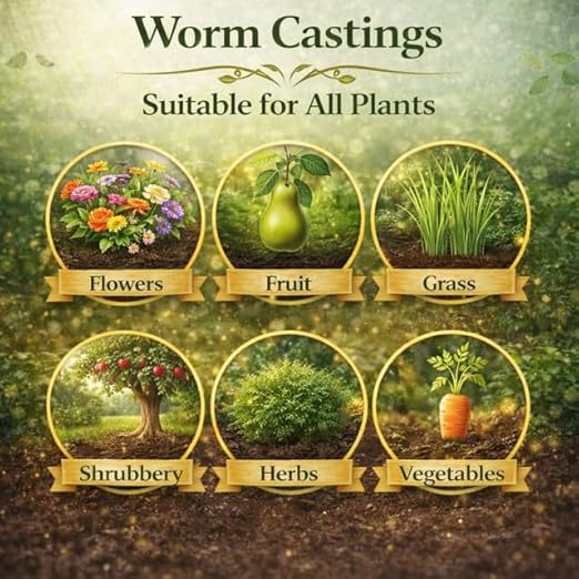 Worm Castings for Plants, 1 QT (1.5lbs). Organic Soil Rebuilder and Plant Fertilizer.