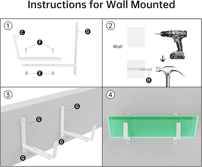 Y&M 2 Pcs Deck Railing Adjustable Planter Box Brackets (6 to 12.5 in), Universal Heavy Duty Iron Flower Box Brackets Wall Mounting Hooks for Fences, Patio, and Garden - White (Patent Registered)