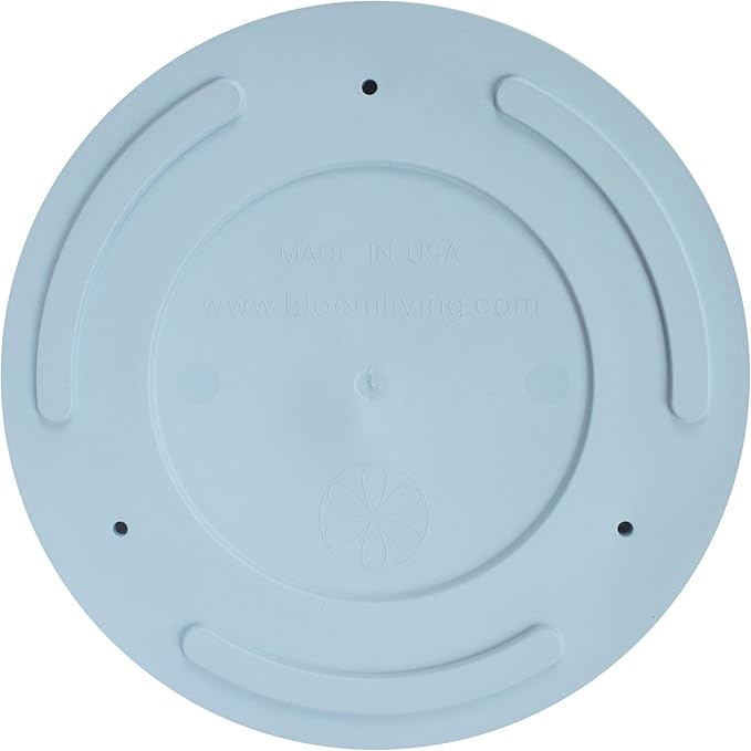 Bloem Mathers 12" Misty Blue Round Modern Resin Garden Planter Pot with Drainage Holes and Removable Saucer Tray Included