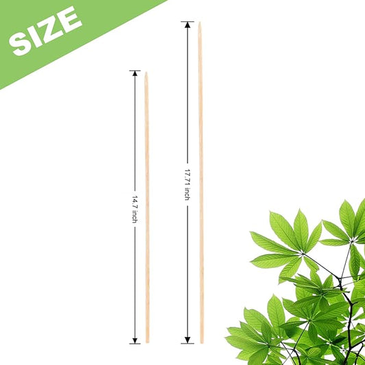Plant Stakes 50 PCS Garden Bamboo Sticks Plant Support Stakes for Indoor and Outdoor Plants, Wooden Sign Posting Flower Pot Garden Stakes(15" 25pcs+17" 25pcs)
