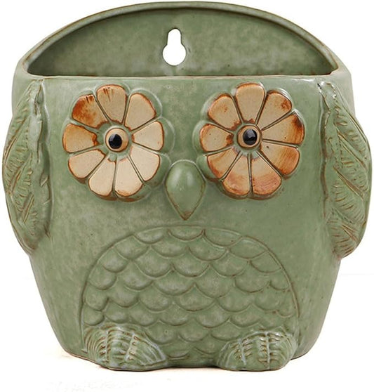 7Inch Ceramic Owl Wall Planter Hanging Planter Flower Planter Succulent Pot Indoor Outdoor Garden Pots Large Ideal Gifts for Women, Mom or Birthdays