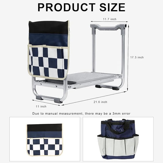 Garden Kneeler and Seat, Wider Thicker Kneeling Pad, Heavy Duty Garden Stool Includes Gardening Tools Pouch and Bag, Convertible Garden Bench Kneeling Chair/Gifts for Parents Women Seniors