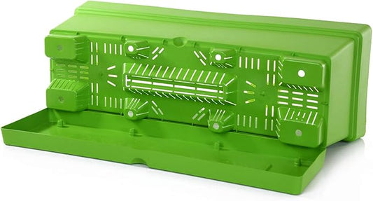 Mintra Window Box Planter, Window Planter Box for Indoor Outdoor Use, Rectangular Pots with Saucers & Drainage Holes, Decorative Plant Pots for Window Sill, Shelf, Desktop, 19" Wx6.75 H, Light Green