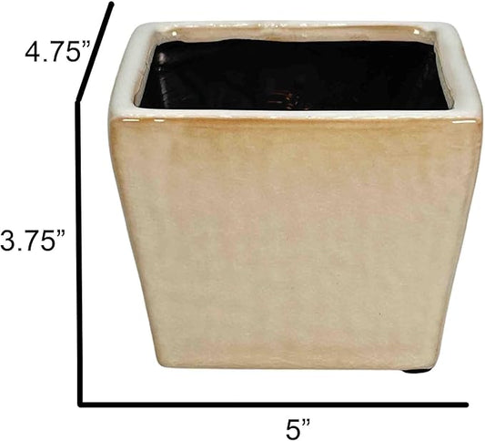 Admired by Nature 5" Ceramic Flower Planter Pot - for Home Decor, Indoor Gardens, Succulents, Organization, Display, Storage - Medium White