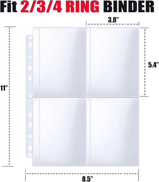 60 Pack 240 Pockets Seed Packet Sleeves, Garden Seed Storage Organizer Pages for 3 Ring Binder, Slot Size 3.5"x 5", Sleeves for Seed Protector Holder Container, Postcards Photos Cards