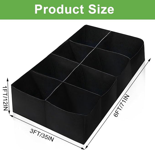 128 Gallon Garden Grow Bags, 6x3x1Ft Fabric Raised Garden Bed, Rectangular Grow Bags for Growing Vegetables Potatoes Flowers Planting Container (8Grids)