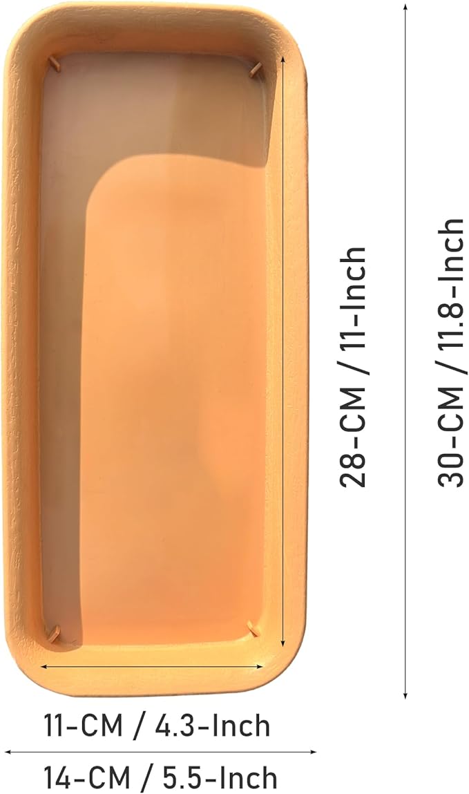12 Inch Plastic Rectangular Plant Saucers Tray, Plant Drip Trays for Watering, Planter Pot Saucer Tray for Indoor and Outdoor Plants, Light Brown