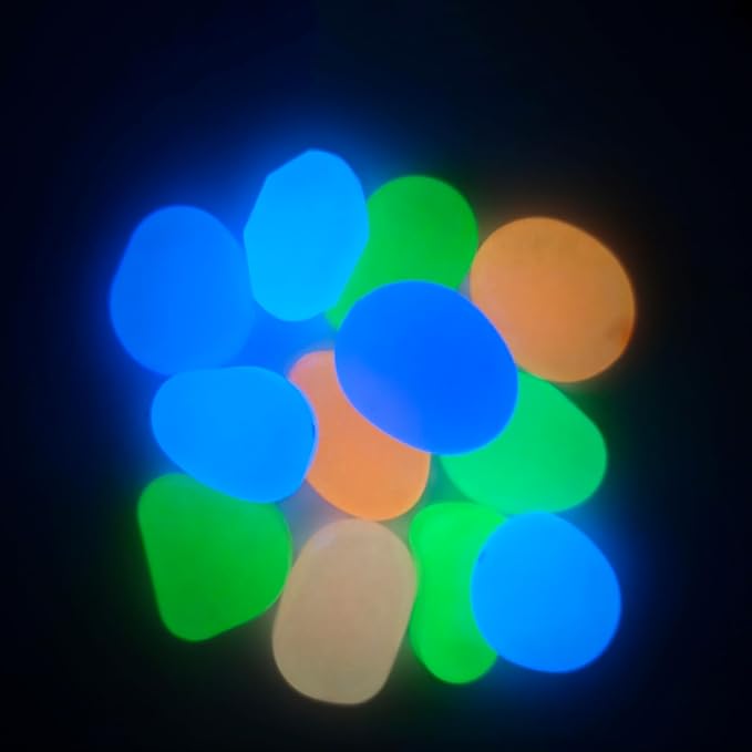 310 Pcs Glow in The Dark Stones - Multicolor Luminous Stone for Fish Tank, Garden, Aquarium, Walkway | Glow Rocks with 3 Sizes (L/M/XL)
