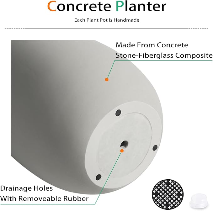Concrete Planter Outdoor Indoor, Large Tall Cement Plant Pots for Trees Flowers (Gray, 22 inch)