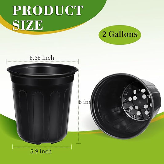 100 Pcs 2 Gallon Nursery Pots, Flexible Plant Seedling Pots Transplanting Soft Plastic Planters with Drainage Holes for Planting Garden Flower Plant Container Cups Planter (100, 2 Gallon)