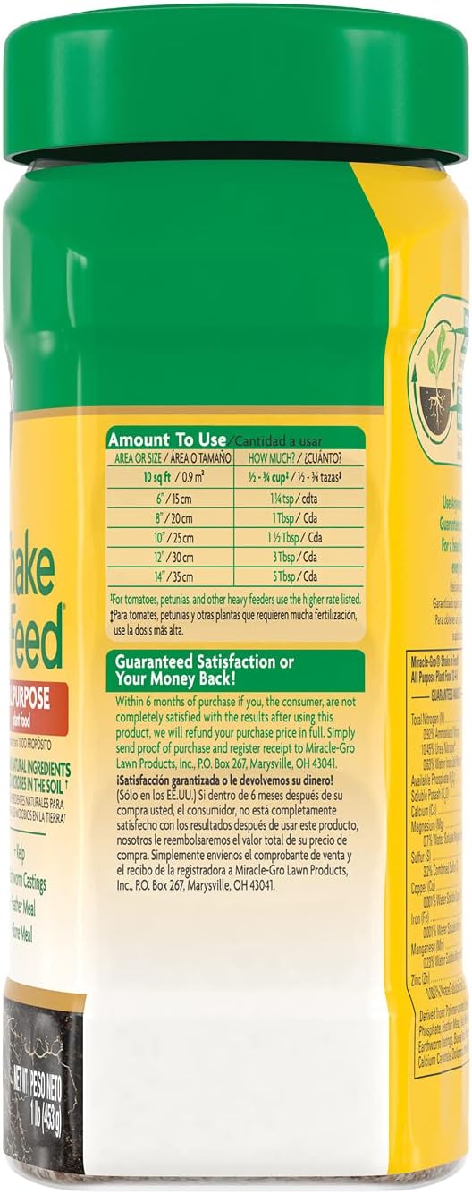 Miracle-Gro Shake 'N Feed All Purpose Plant Food, Plant Fertilizer, 1 lb. (6-Pack)