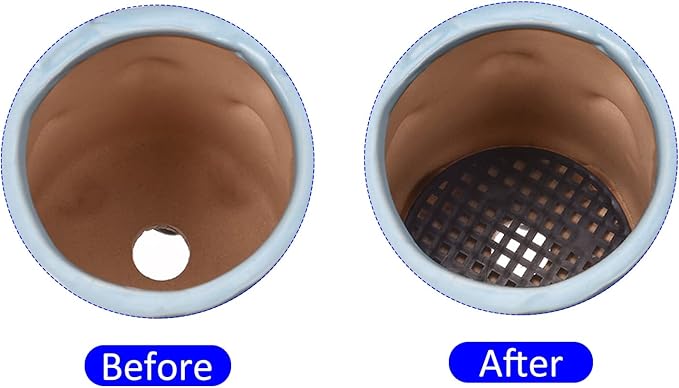 50 Pack Plant Pot Hole Mesh Pads - Round Rigid Bonsai Flowerpot Drainage Grid Screen Apply to Outdoor/Garden (4.5cm/1.8 Inch, Black)