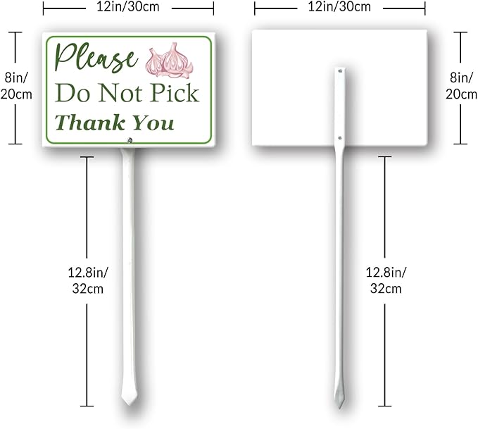 Boylee (8X12) IN Please Do Not Pick Garlic Thank You Yard Sign With Stake Rustproof Aluminum Fruit Vegetable Signs Stand for Home Orchard Garden Outdoor Decoration