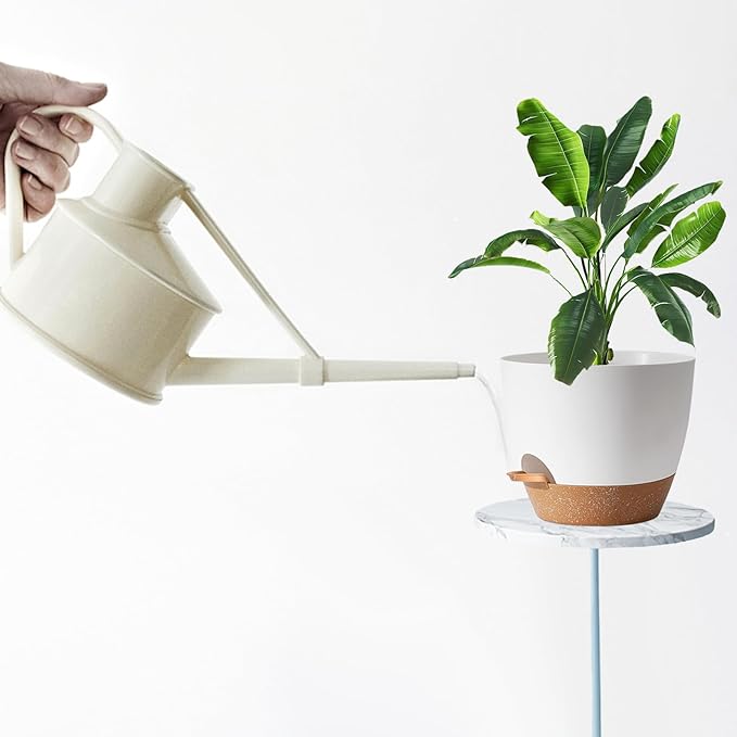 Plant Pots for Lazy People,5Pack 7/6.5/6/5.5/5 Inch, Plastic Self Watering Planter Pot for Houseplants,Succulent, African Violets,Snake Plants, Flowers and Cactus, White