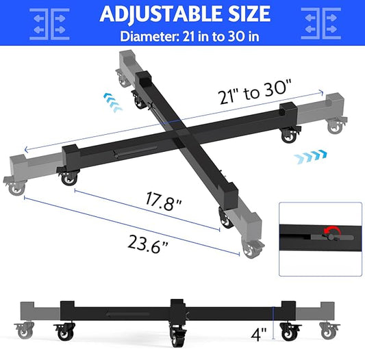Plant Caddy With Wheels, 21" to 30" Heavy Duty Rolling Plant Dolly, Metal Plant Stand With 4 Lockable Caster Wheels, For Indoor Outdoor Large Pots Planter, Holds Up to 500 Lbs, Black Moving Dolly