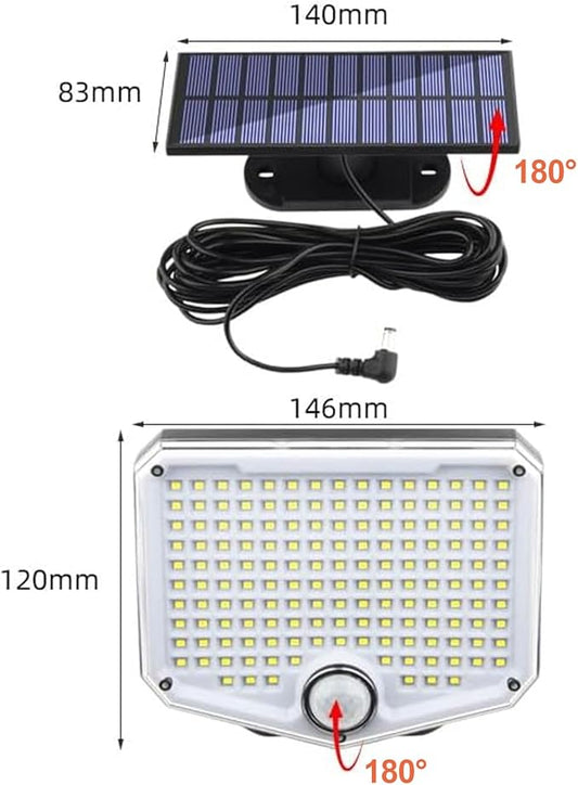 153 LED Solar Wall Lights, 180°Beam Angle Solar Security Lights Outdoor, Motion Sensor Lights Outside with Remote, Waterproof Flood Light for Porch, Patio,Yard,Garage,2 Pack