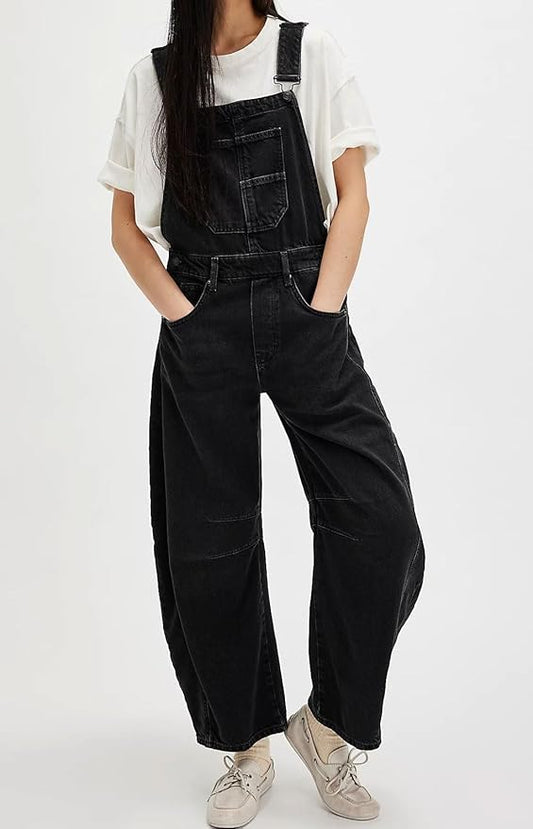 loveimgs Women Y2k Baggy Barrel Jeans Overalls Wide Leg Denim Pants Bib Overalls Jumpsuit Boyfriend Patchwork Jeans