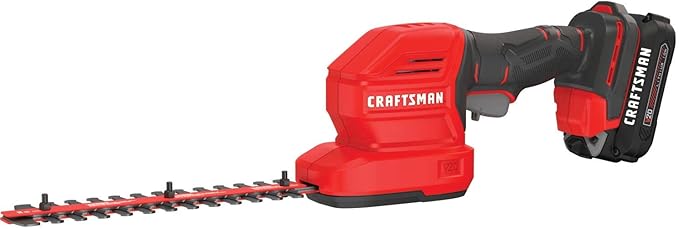 CRAFTSMAN V20 4 In. Cordless Handheld Grass Trimmer and 8 In. Mini Hedge Trimmer, Battery and Charger Included, Rechargeable 2 in 1 Grass Shear and Bush Trimmer (CMCSS800C1)