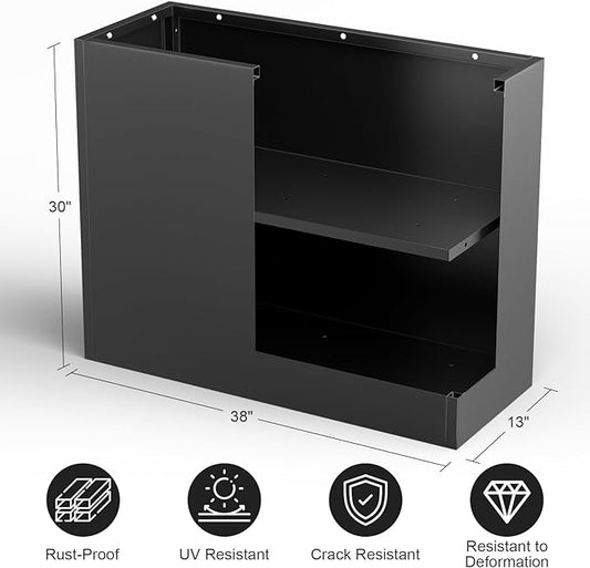 Tall Metal Planter Box for Outdoor Plants 38" L x 13" W x 30", Heavy Duty Steel Large Rectangular Planter Box with Removable Insert Shelf, Modern Décor for Tall Plants, Trees, Flowers (Black)